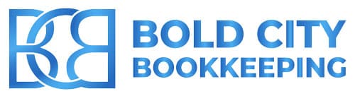 Bold City Bookkeeping logo with stylized overlapping “B” letters in blue on the left and the company name in bold blue uppercase letters to the right.